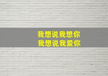 我想说我想你 我想说我爱你